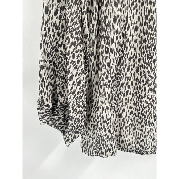 All Saints Animal Print Long Sleeve Cotton Blouse Sz S Boat Neck - Picture 3 of 6